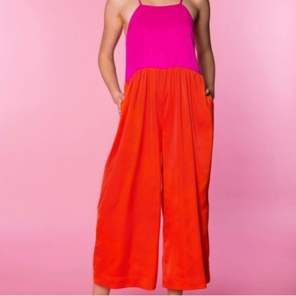 CROSBY by Mollie Burch Red and Pink Jet Jumpsuit NWT Size S